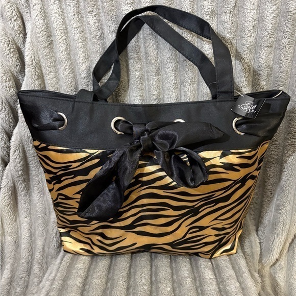 Handbags - NWT Black and Gold Zebra Print Women's Bag by Gift Gallery